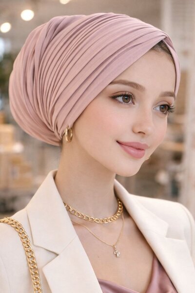 Aişe tesettür Πούδρα Πλισέ Με σούρες Casual Μπονέ