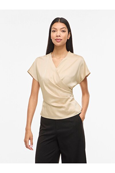 VILA Oberteil mit kurzen Ärmeln VIELETTE V-Ausschnitt
