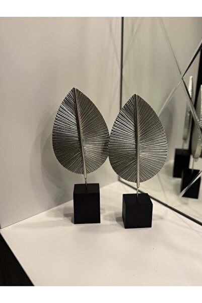 İnci line souvenırs Modern İkili Yaprak Dekor Biblo Altın Renk Salon Konsol M...