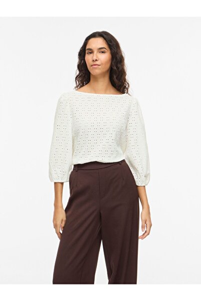 VILA Oberteil mit 3/4-Ärmeln VIFRIMA U-Boot-Ausschnitt