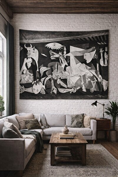 ALAMODECOR Guernica, Pablo Picasso Duvar Örtüsü - Vintage Eserler Serisi