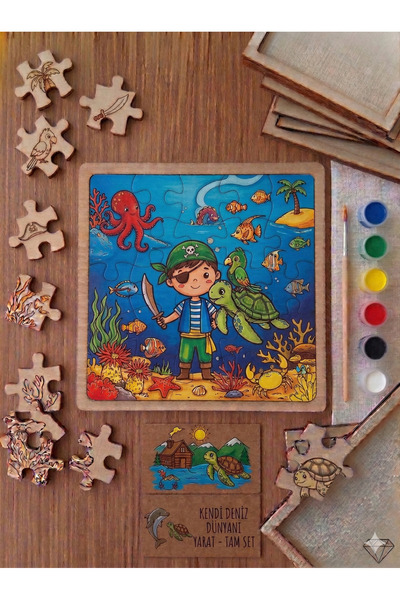 Hobiuniverse مجموعة تلوين القراصنة الخشبية للأطفال - مجموعة مونتيسوري التعليم...