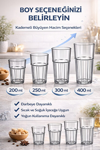 İstanbul Horeca Kırılmaz Polikarbon Bardak Cam Görünümlü 300 ML Sıcak & Soğuk...