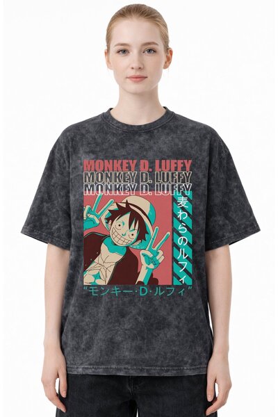 SEVBANO Monkey D. Luffy One Piece Anime Printed Unisex Oversized Vintage Wash...