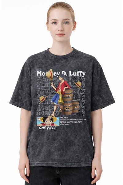 SEVBANO Monkey D. Luffy One Piece Anime Printed Unisex Oversized Vintage Wash...