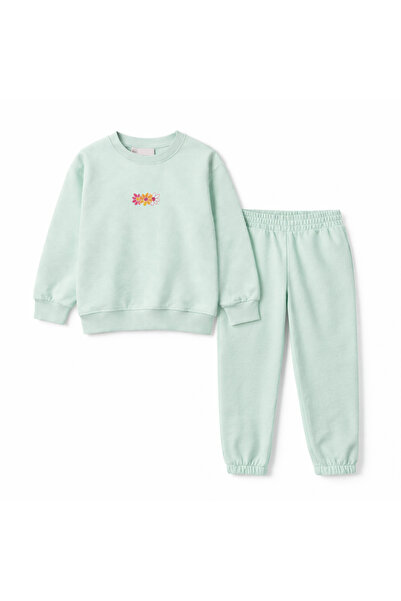 BALKABAĞI طقم بدلة رياضية باللون الأخضر النعناعي موسمي مع تفاصيل طباعة ثلاثية...