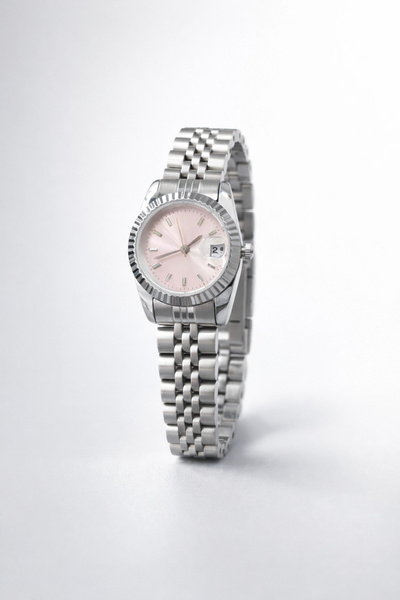 naaksesuar Gümüş Renk Minimal Pudra Kadranlı Kadın Saat