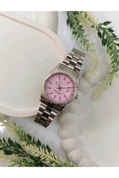 naaksesuar Silver Color Luxury Women's Wristwatch - Pink Dial