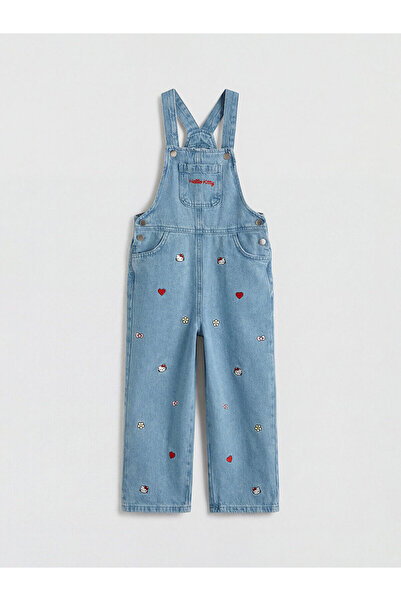 LC Waikiki Ozmarka New Season Hello Kitty Embroidered Girls' Jean Salopet