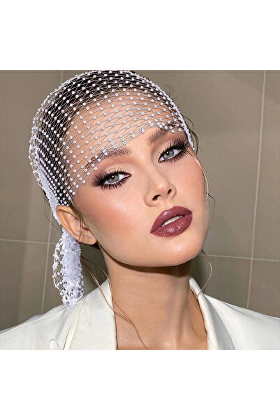 Veille Women's Stone Hairnet Bandana Crystal Stone Hair Accessory Bridal Fest...