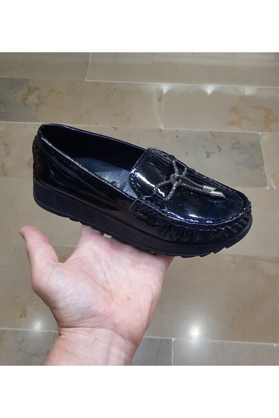 BRGL حذاء تشريحي نسائي أنيق ومريح وواسع مزين بتفاصيل حجرية موسمي من الجلد الل...