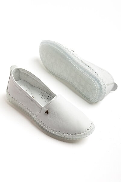 Dilimler Ayakkabı Genuine Leather Women's Casual Shoes White Flat Transparent...
