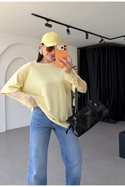 IŞILDA FASHION Rukavi Čipka komada T-shirt