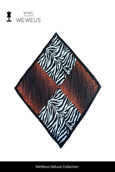 Weweus Bandană plisată de lux cu model zebră negru-maro, pachet de cu buline