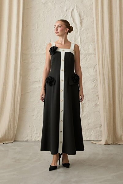 Hiccup Janes Square Neck and Buttoned Midi Dress