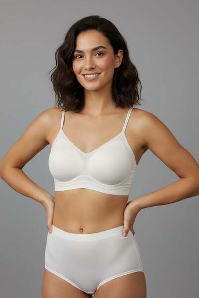 C&City Non-wired Stitch-Free Laser Strap Padded Bra C26235 Ecru
