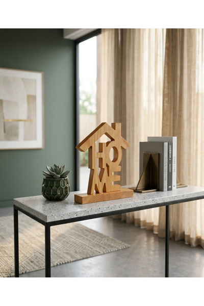 BOZKURT CNC Ahşap Home Yazılı Dekoratif Ev Çatılı Obje