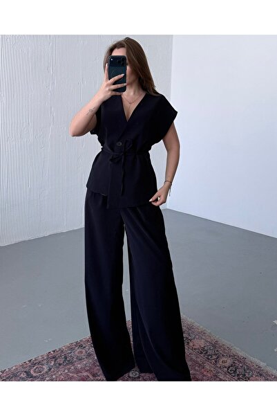 FERZOLAİO بأزرار على الجهتين بيلدن بأربطة طقم باللون الأزرق الداكن