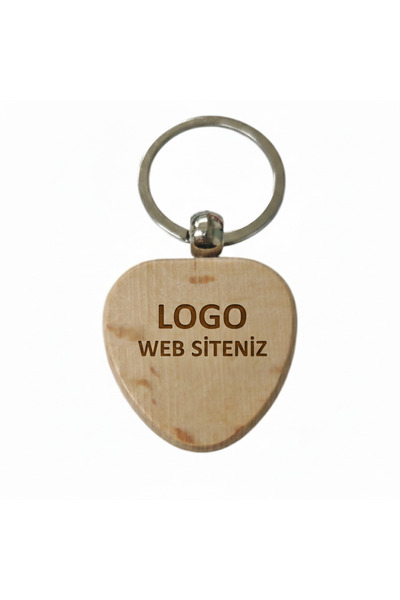 Kalp Ahşap Anahtarlık Logo ve Web Sitesi Yazılı