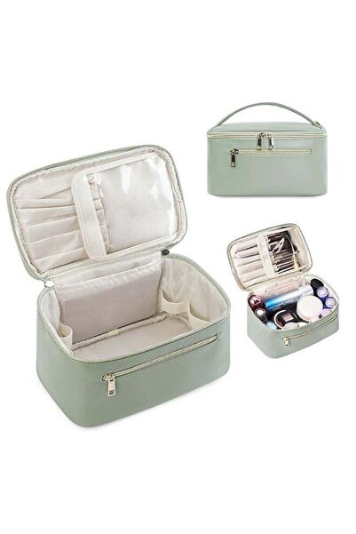 Arabest Travel Cosmetic Bags, with Brush Compartment and Handle, PU Leather W...