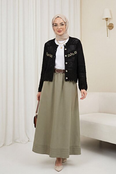 HİJABAYA Ζακέτα πλεκτή με κουμπιά μπροστά Με κέντημα δαντελωτή πλέξη