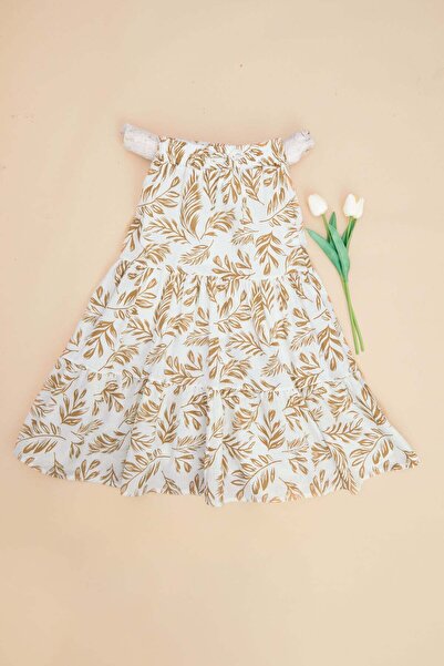 Fulla Moda Leaf Patterned Layered Girls' Skirt with Elastic Waist