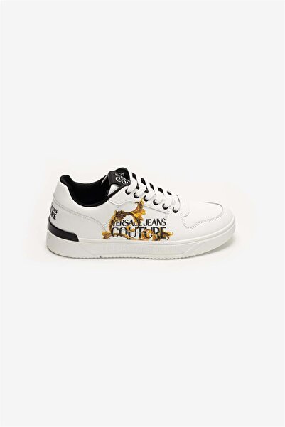 VERSACE JEANS COUTURE Leather Baroque Print Erkek Sneaker Beyaz