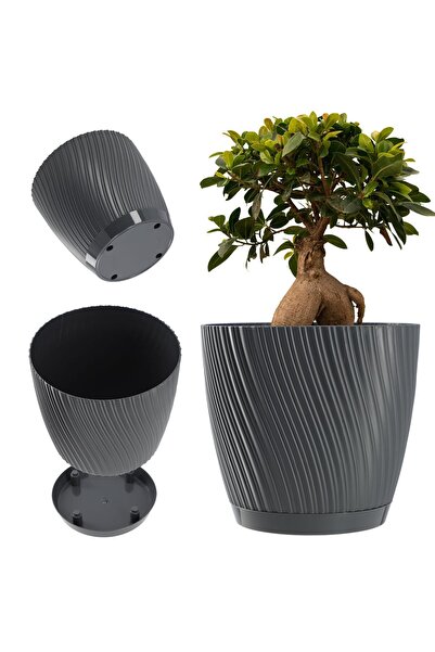 KADAX Ghiveci cu suport pentru flori, capac, bol rotund, 23 cm, gri