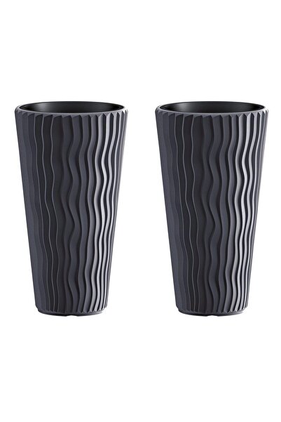 Prosperplast Set 2 ghivece de flori, Sandy Slim, rotunde, inalte, 29.7x53.1 c...