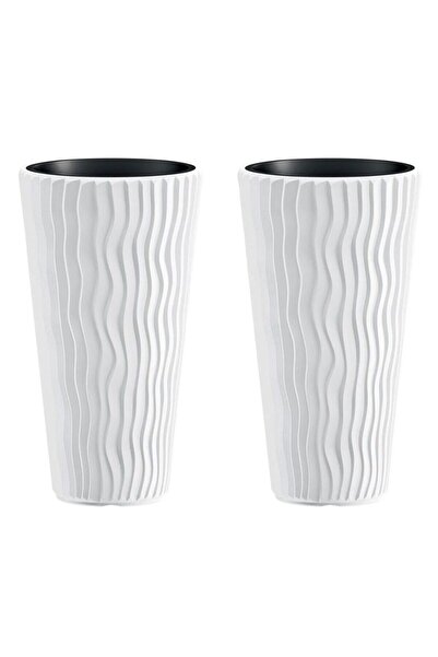 Prosperplast Set 2 ghivece de flori, Sandy Slim, rotunde, inalte, 29.7x53.1 c...