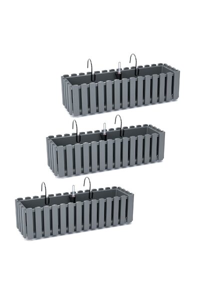 Prosperplast Set 3 jardiniere decorative cu suport metalic, sistem irigare,​​...