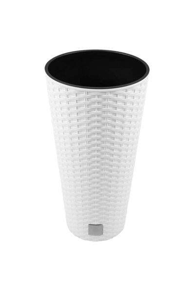 Strend Pro Ghiveci decorativ de flori, rotund inalt, 40x76.3 cm, alb, imitati...