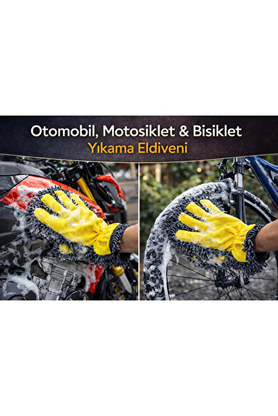 TCP Mikrofiber Araç•Motorsiklet•Bisiklet Yıkama Eldiveni Çift Taraflı Ultra Y...