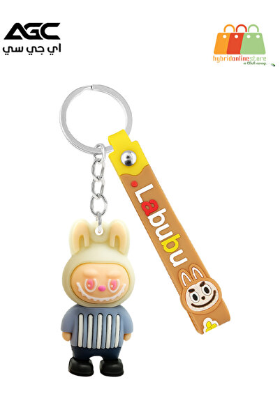 AGC Labubu Cartoon Keychain with Strap and Figure, PVC Bag Charm Key Holder A...