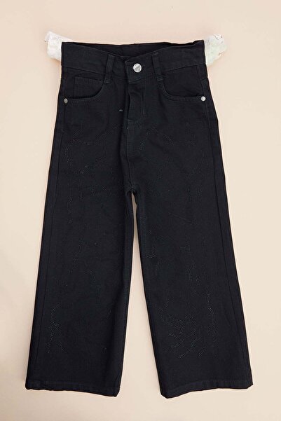 Fulla Moda Sa kamenčićima Palazzo pantalone za devojčice sa podesivim strukom