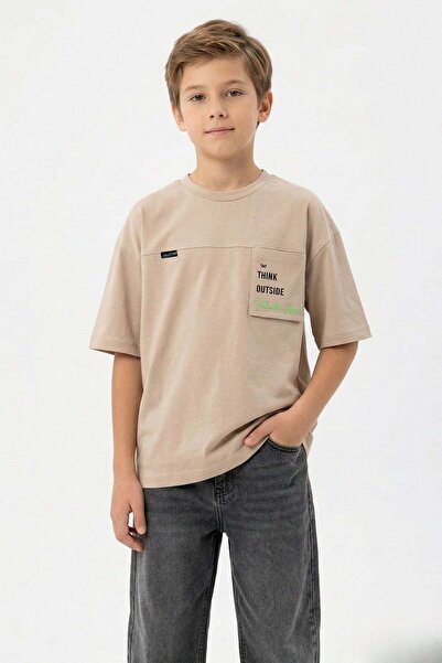 NEWKİDS Think Outside Printed Cotton Boy's T-Shirt