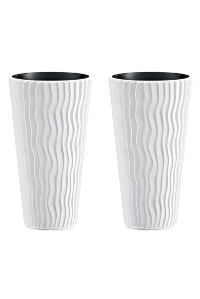 Prosperplast Set 2 ghivece de flori, Sandy Slim, rotunde, inalte, 34.9x62 cm,...