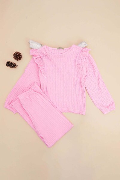 Fulla Moda Ruffled Wrinkled Fabric Girls' 2-Piece Set