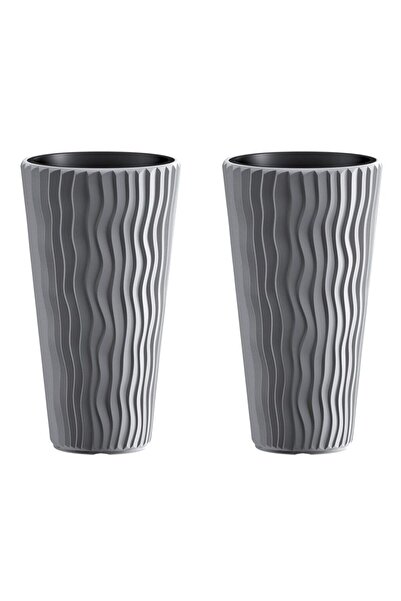 Prosperplast Set 2 ghivece de flori, Sandy Slim, rotunde, inalte, 29.7x53.1 c...