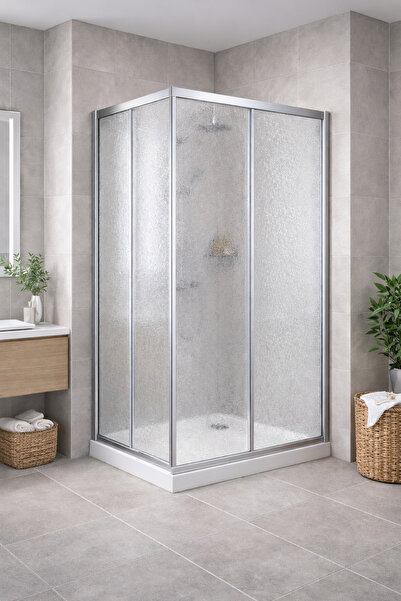 DOCCİA BELLA BANYO 90x90 Pleksi Mika Duşakabin Parlak Alüminyum Profilli Hafi...