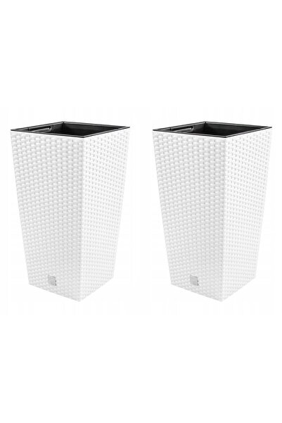 Prosperplast Set 2 ghivece de flori, Rato, imitatie ratan, inalte, 22.5x22.5x...