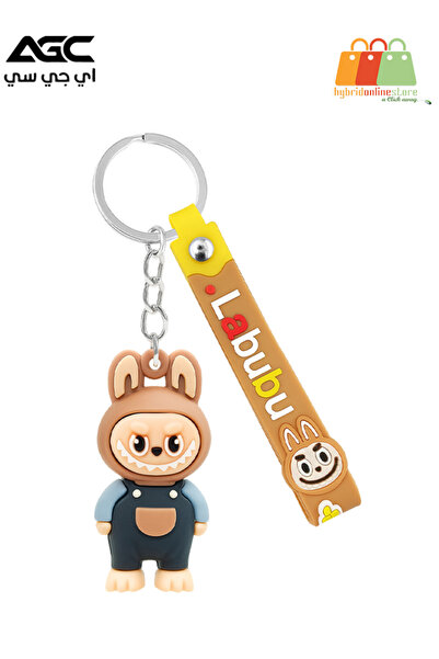 AGC Labubu Cartoon Keychain with Strap and Figure, PVC Bag Charm Key Holder A...
