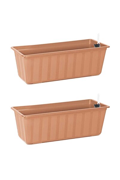 Prosperplast Set of 2 flower pots with irrigation system, brown, 11 L, 60x18x...