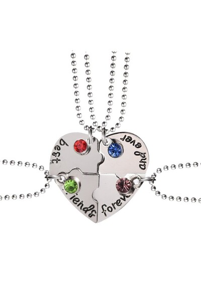Other 4-Piece Best Friends Forever Puzzle Heart Necklace Set with Colorful Cr...