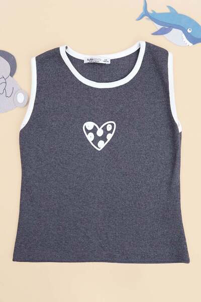 Fulla Moda Srce Štampano Rebrasto okrugla kragna Djevojački kombinezon