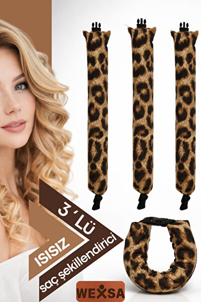 MUEV Σετ 3τμχ Σωληνάρια για μπούκλες μαλλιών Χωρίς θερμότητα Λεοπάρ μοτίβο Ερ...