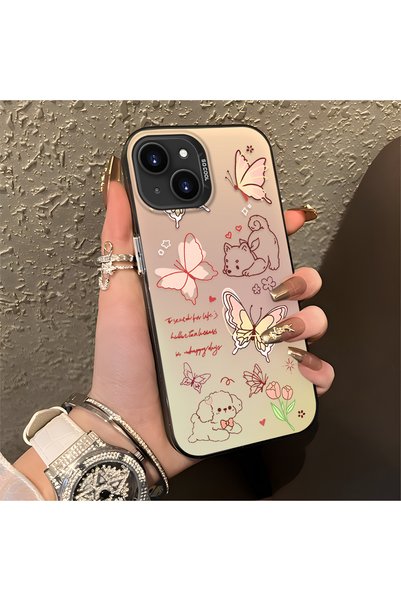 ucuc iPhone 15 Compatible Hard Acrylic Back Silicone Edge Lens Protection Stylish Print Case