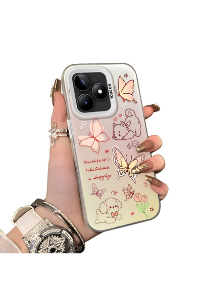 ucuc Realme Note 50 Compatible Hard Acrylic Back Silicone Edge Lens Protectio...