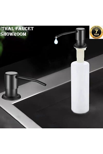 ozbience Şık Siyah Ankastre Sıvı Sabunluk 500ml, Üstten Dolum, Uzun Süreli Gü...