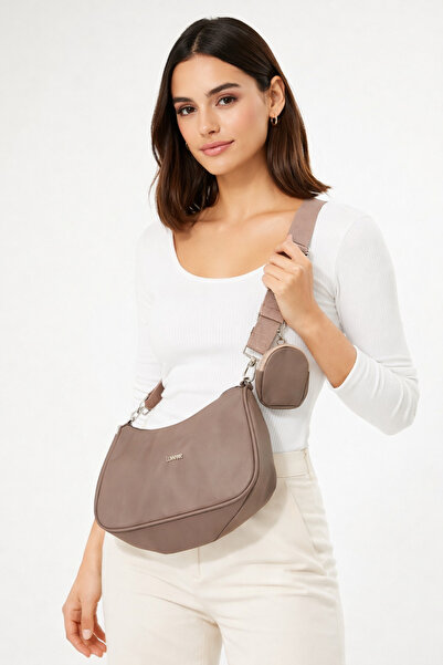 Store Luwwe Modern Kadın Omuz / Çapraz Çanta – Vizon mini cüzdanlı